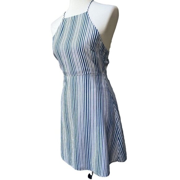 Lush Womens White Blue Striped Strappy Mini Dress Size S Preowned - Picture 11 of 12